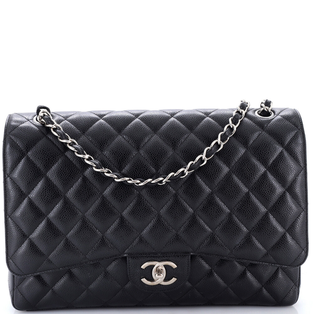 Chanel Maxi Classic Double Flap Bag Quilted Caviar